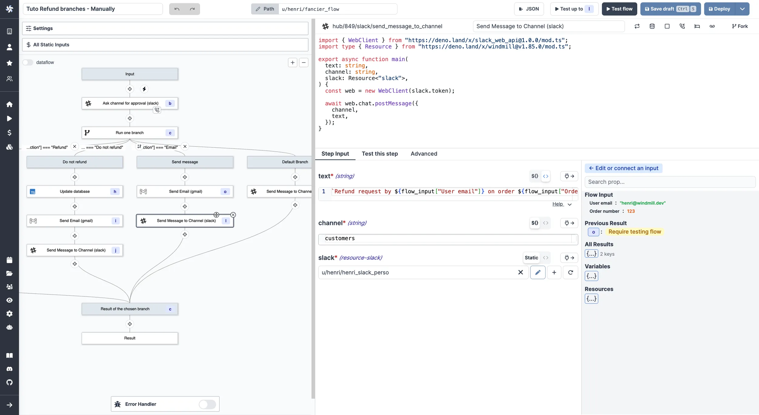 Slack inputs